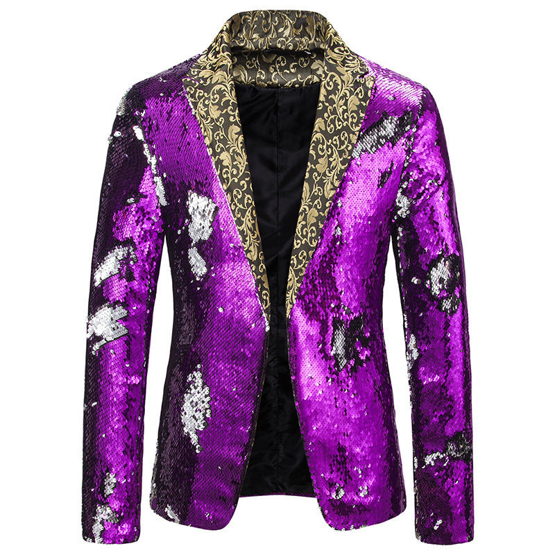 Herren extravagante Pailletten-Blazerjacke Drune