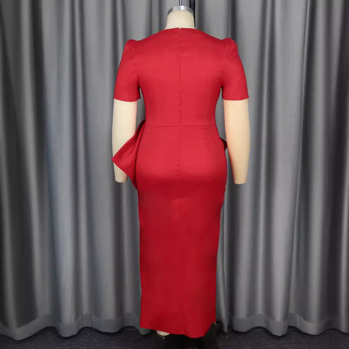 Damen Elegantes Abendkleid mit dekorativem Schleifen-Akzent und hohem Schlitz Drune