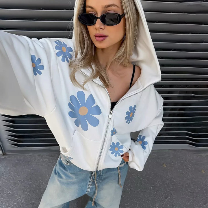Damen Kapuzenjacke mit floralen Motiven und lässigem Schnitt Drune