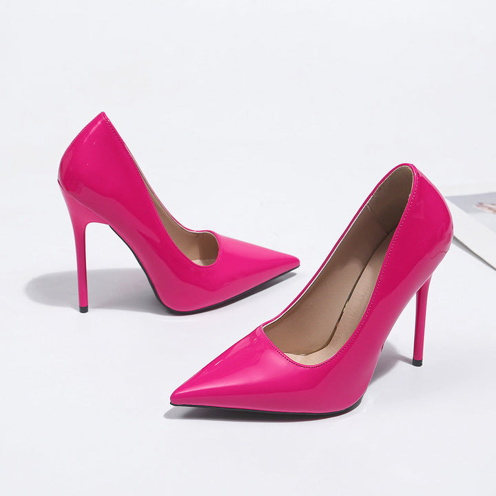 Damen spitze Lackpumps mit hochglänzendem Finish Drune