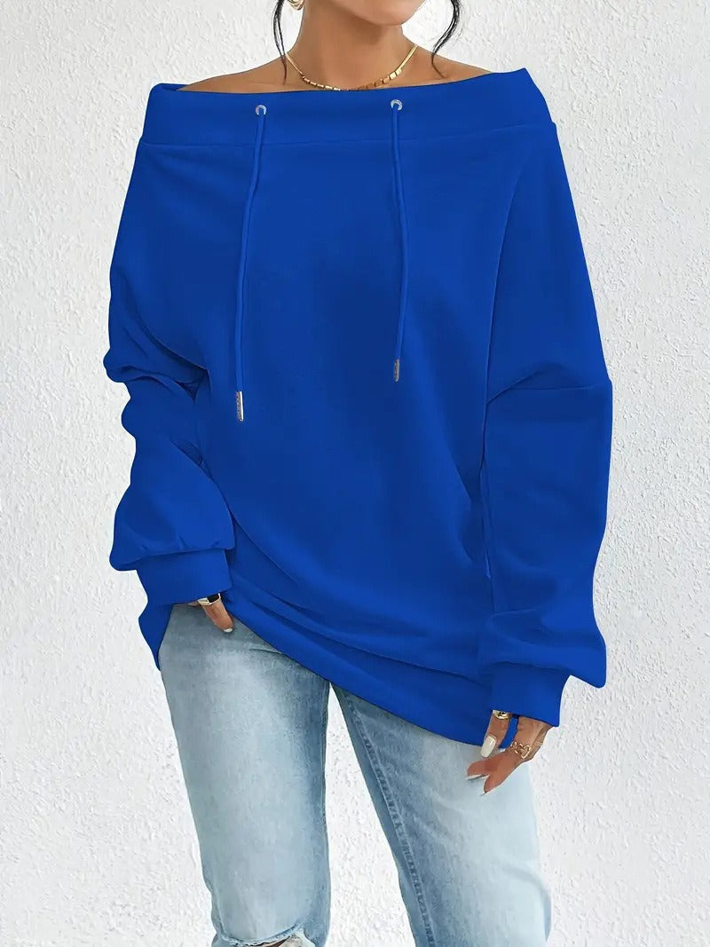 Damen Oversized Hoodie mit offener Schulter und lässigem Schnitt Drune