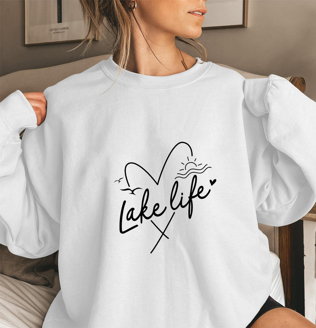 Damen Sweatshirt mit verkürzten Ärmeln und Herzmotiv Drune