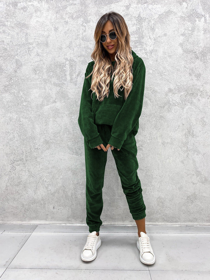 Damen Fleece-Jogginganzug mit hochgezogenem Kragen und elastischen Bündchen Drune