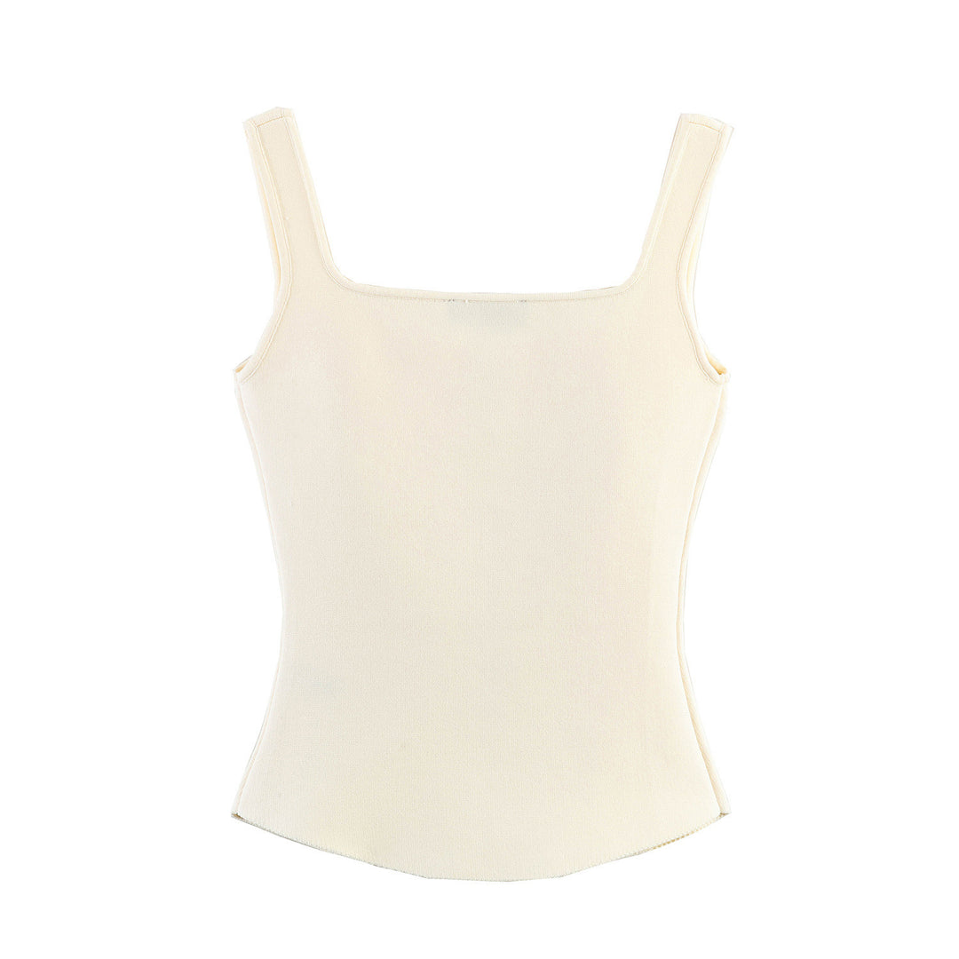 Damen tailliertes Camisole-Top mit quadratischem Ausschnitt und elastischem Material Drune