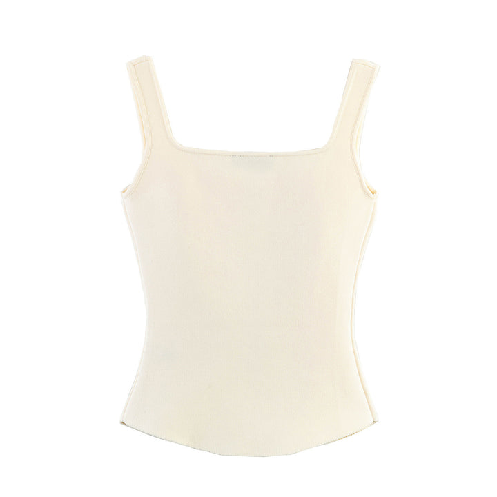 Damen tailliertes Camisole-Top mit quadratischem Ausschnitt und elastischem Material Drune