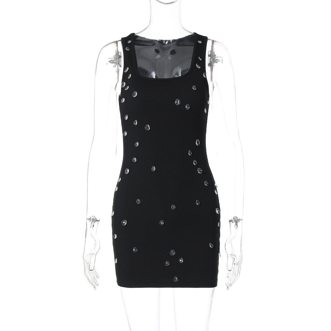 Damen Figurbetontes Minikleid mit Glitzersteinverzierungen Drune