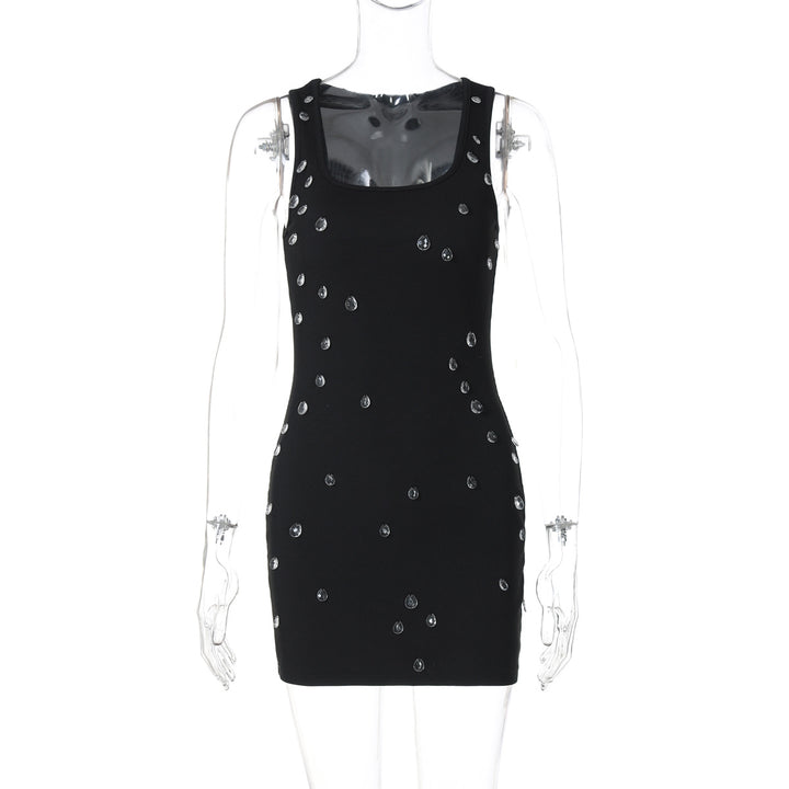 Damen Figurbetontes Minikleid mit Glitzersteinverzierungen Drune