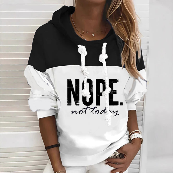 Damen lässiger Kapuzenpullover mit modischem Schriftzug Drune