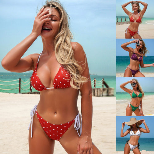 Damen Triangel-Bikini mit verspieltem Herzmuster Drune