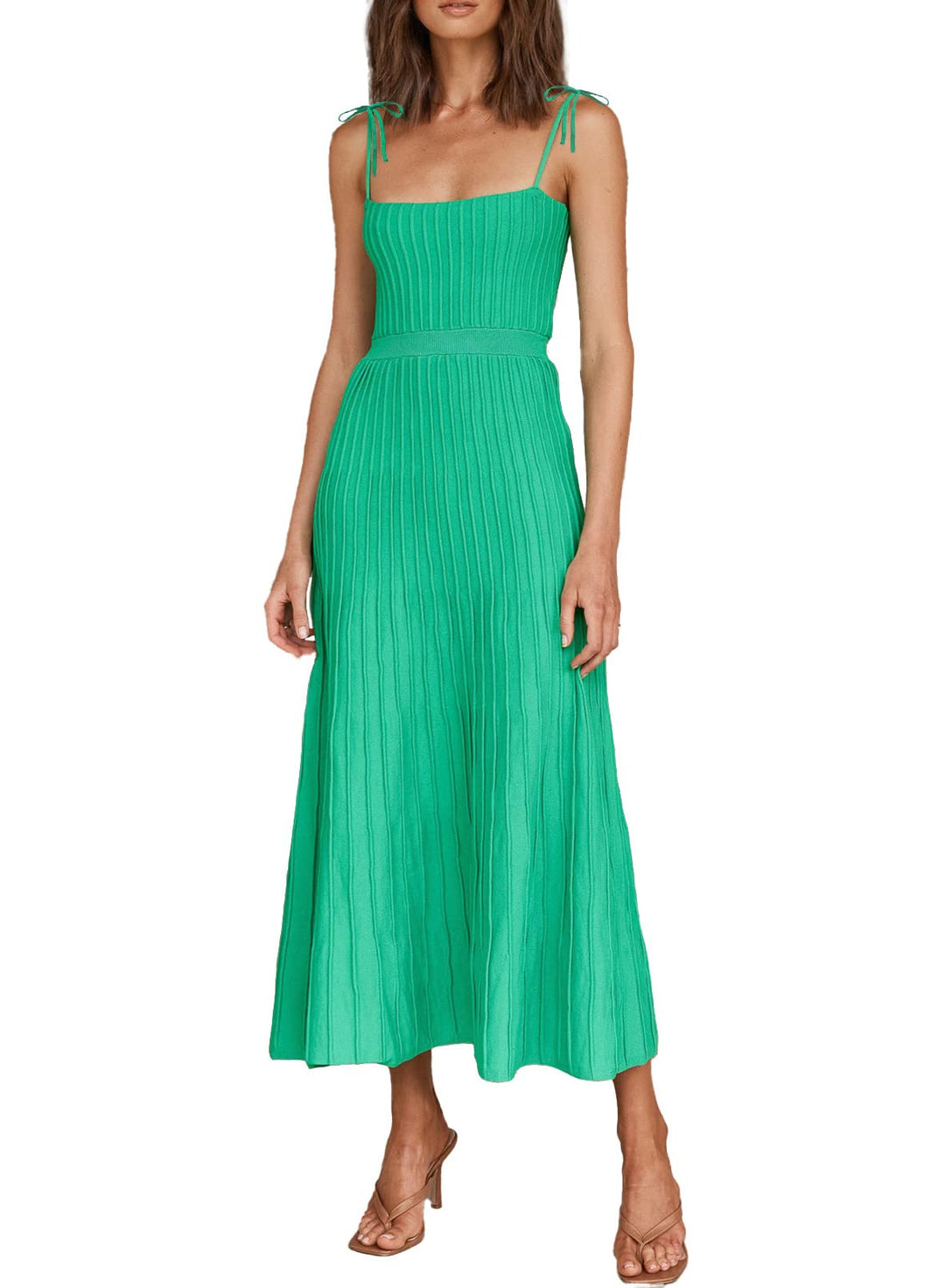 Damen Maxikleid mit schmalen Trägern und feinem Rippdesign Drune