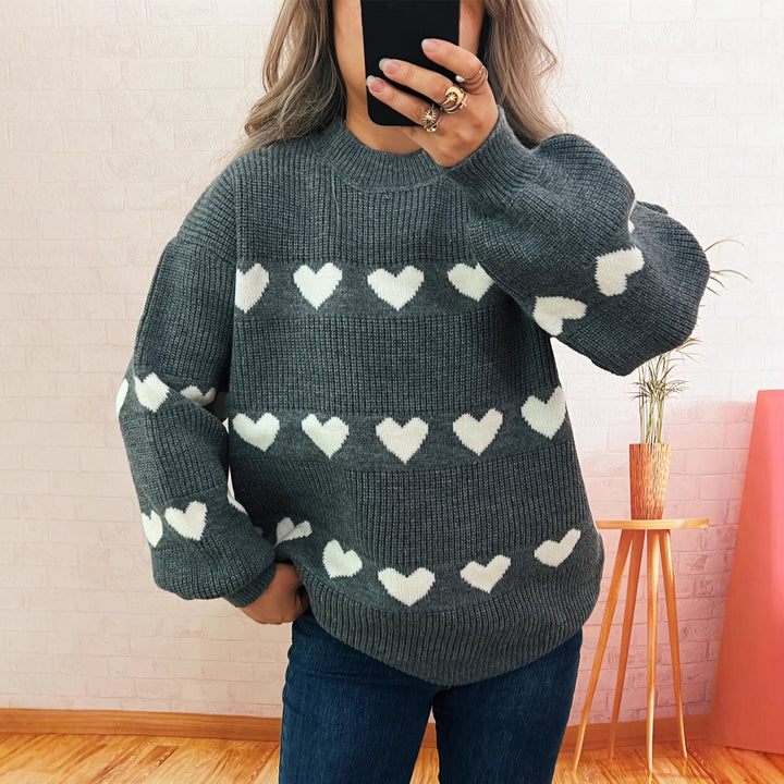 Damen Pullover mit Herzmuster Drune