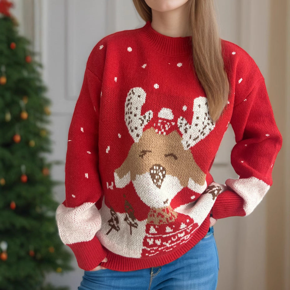 Damen Pullover mit festlichem Rentier-Motiv und himmlischem Design Drune
