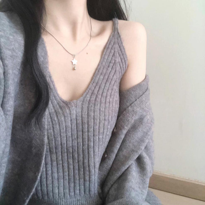 Damen kuscheliger Strickcardigan mit offenen Ärmeln und weich flauschiger Textur Drune