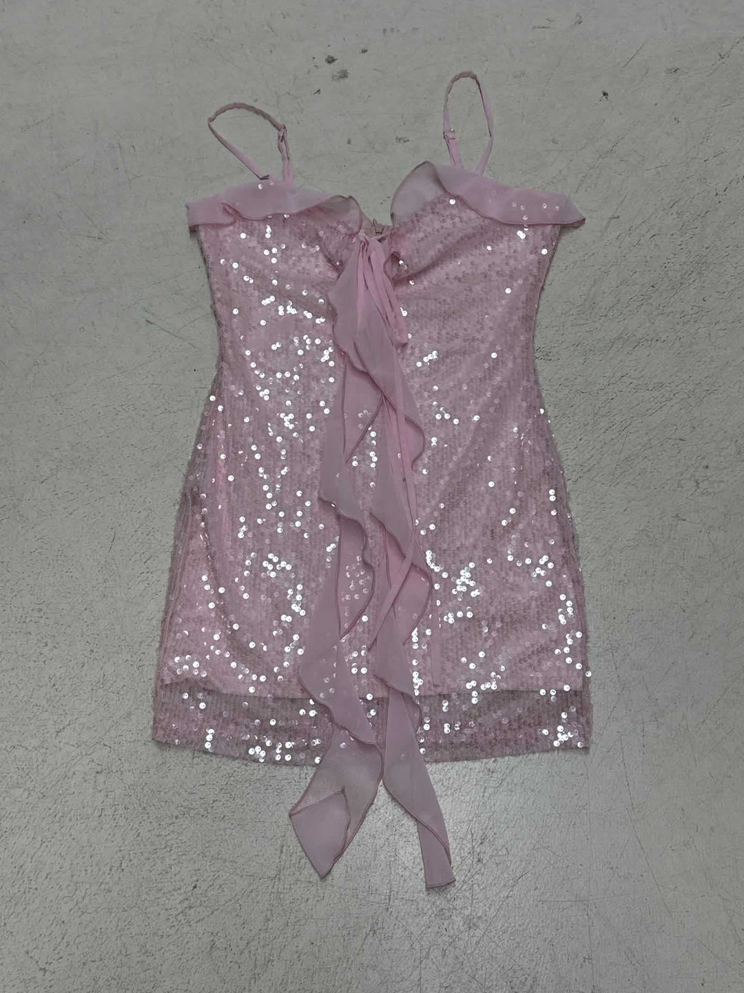 Damen Glitzerndes Partykleid mit Rüschen und Schärpe Drune