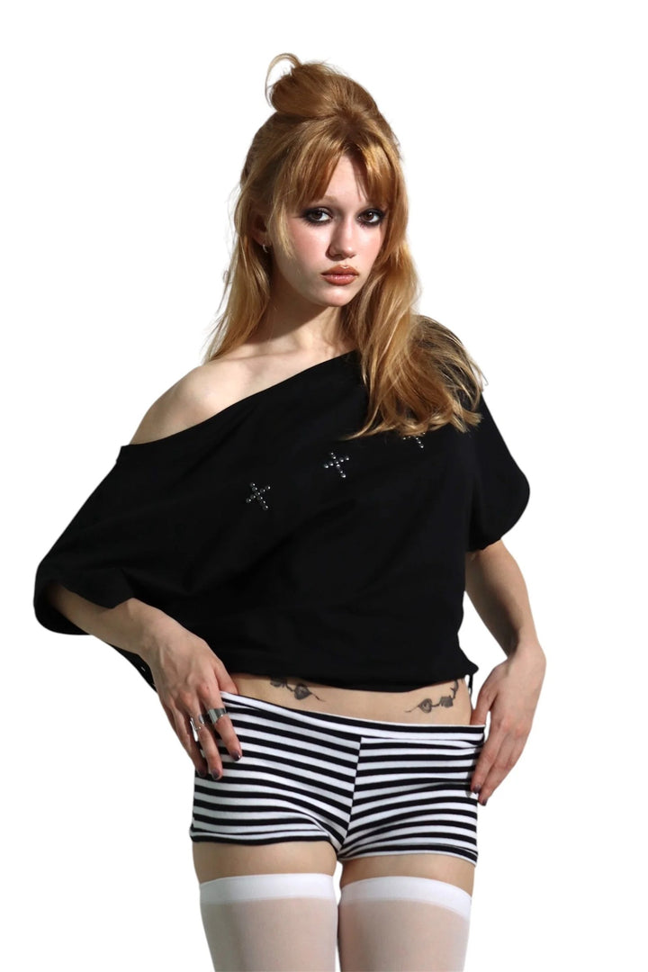 Damen Oversized Shirt mit glitzerndem Grafikelement Drune