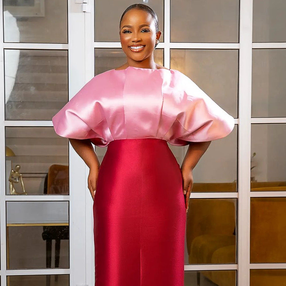 Damen Abendkleid mit voluminösen Puffärmeln und figurbetonter Silhouette Drune