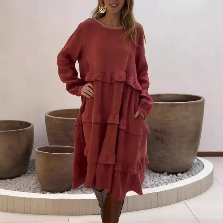 Drune | Rüschengerundhalslangärmeliges Kleid
