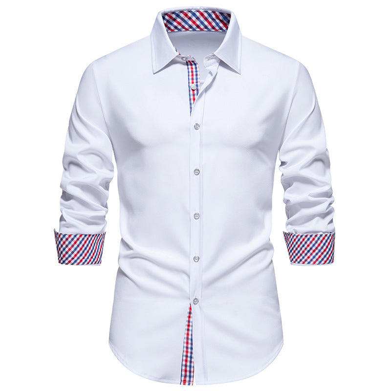 Herren elegantes Langarmhemd mit modernen Karodetails Drune