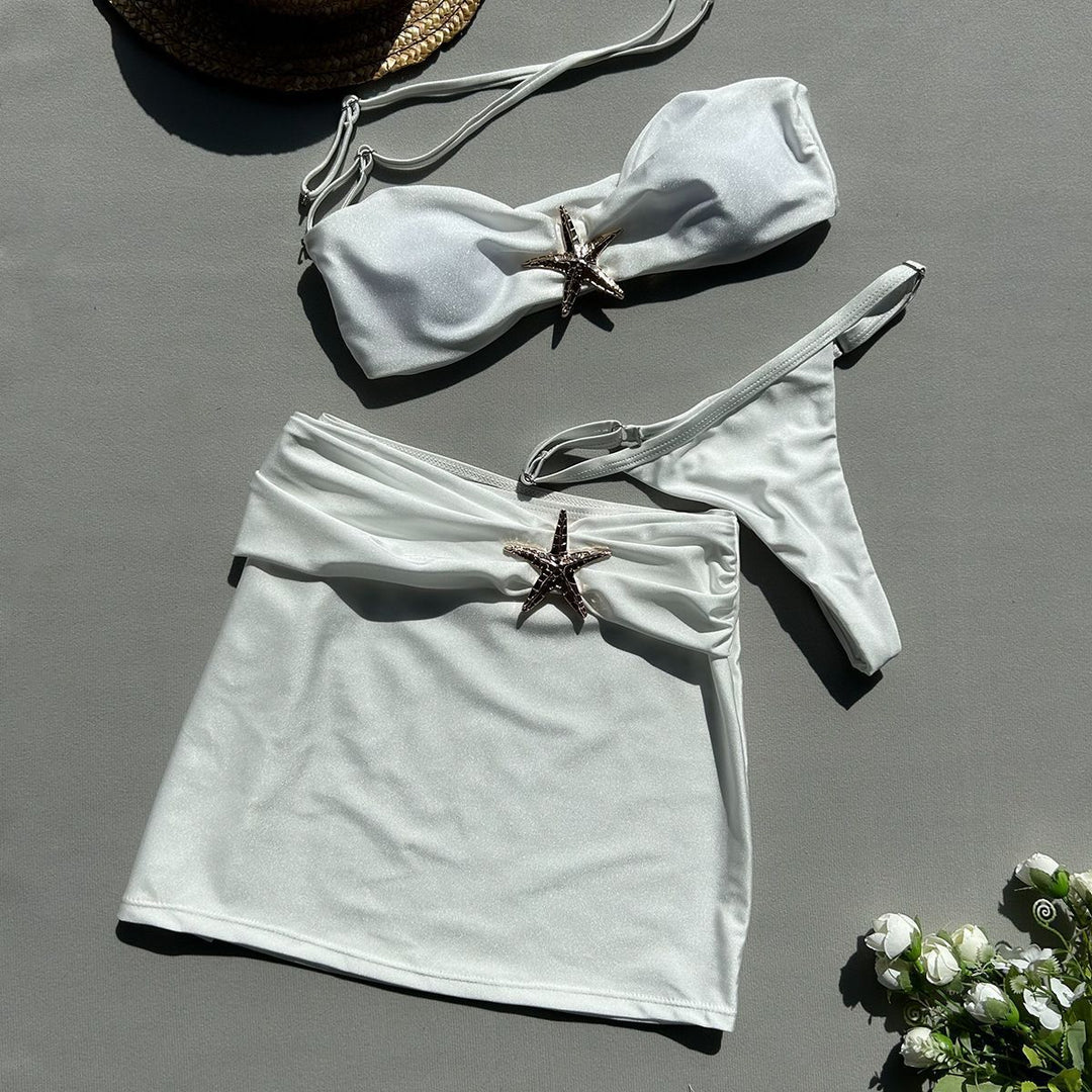 Damen Bikini-Set mit Röckchen und schimmerndem Muschel-Detail Drune