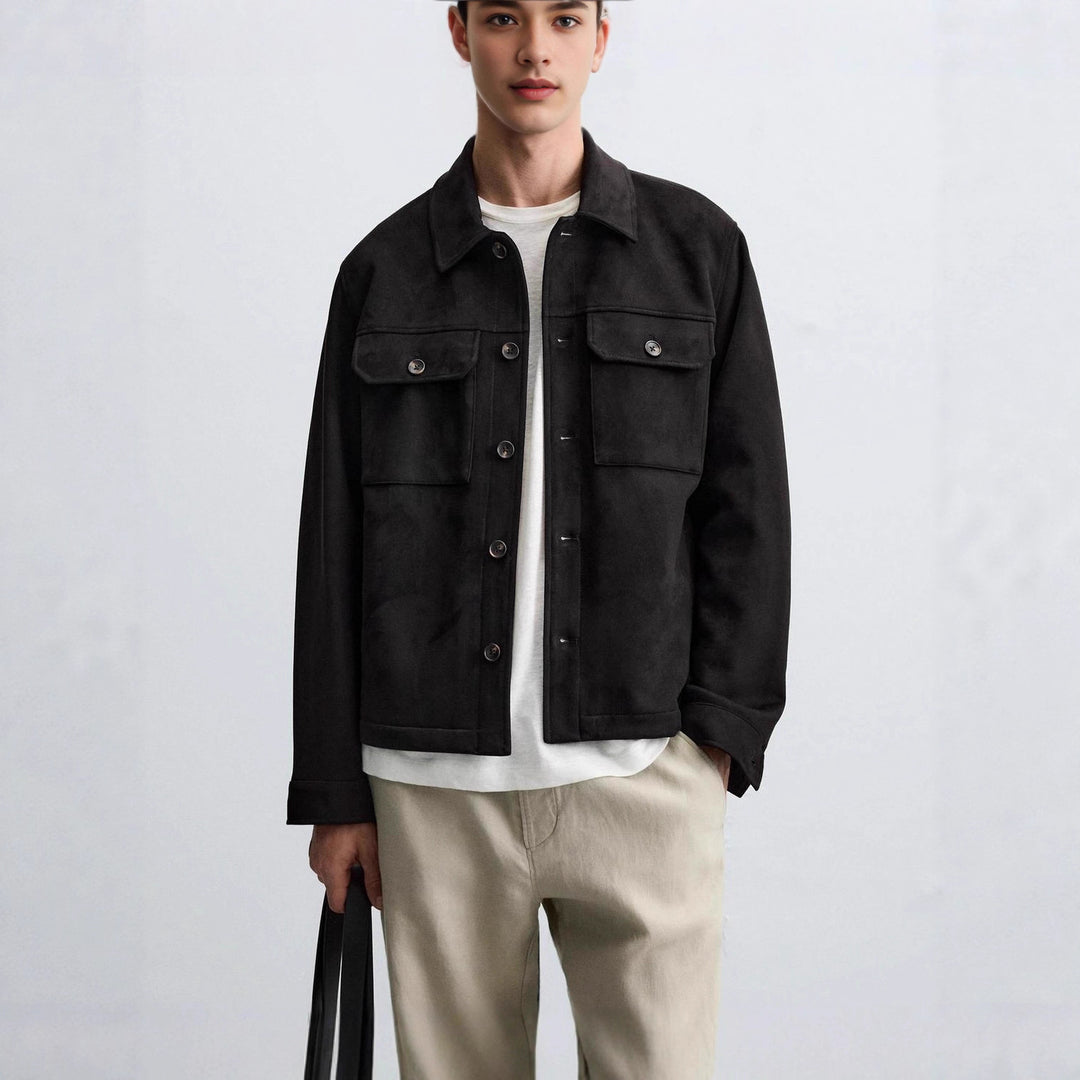 Herren modische Overshirt-Jacke mit robusten Brusttaschen und praktischen Druckknöpfen Drune
