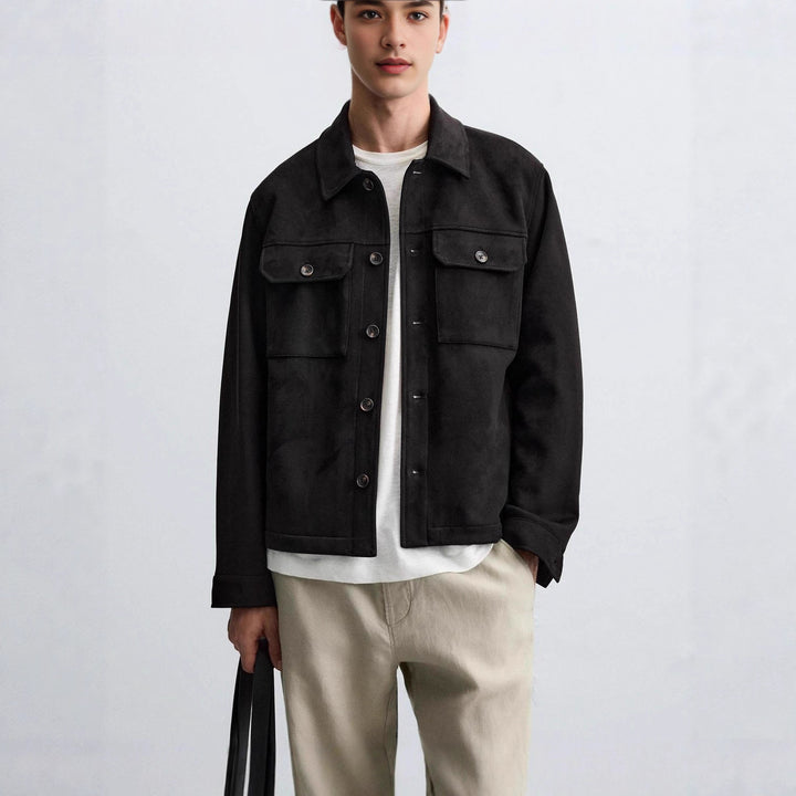 Herren modische Overshirt-Jacke mit robusten Brusttaschen und praktischen Druckknöpfen Drune
