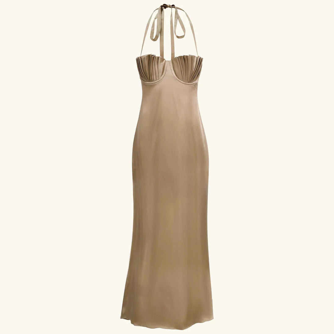 Damen Abendkleid mit tailliertem Oberteil und raffinierten Falten Drune
