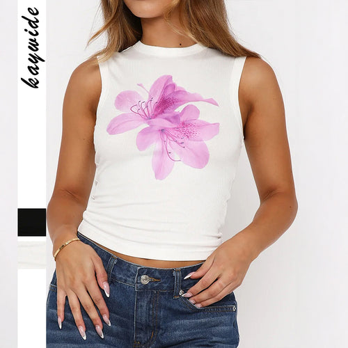 Damen Crop-Top mit floralem Print und figurbetontem Schnitt Drune