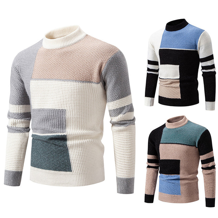 Herren modischer Pullover mit strukturiertem Farbblockdesign Drune