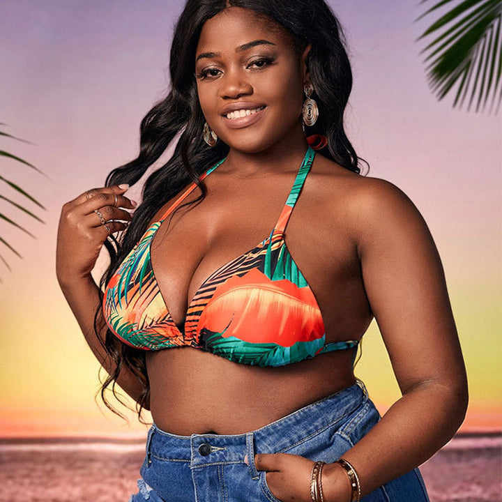 Damen Triangel-Bikini mit floralem Design Drune