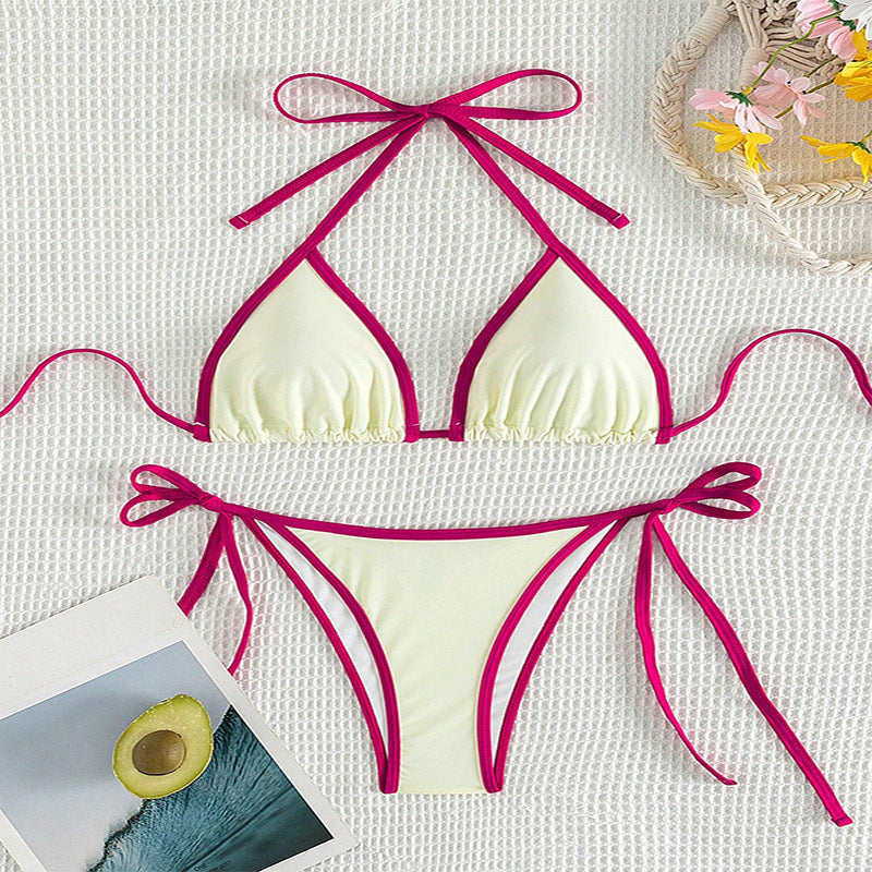 Damen Triangel-Bikini mit verstellbaren Bändern und nahtlosem Design Drune