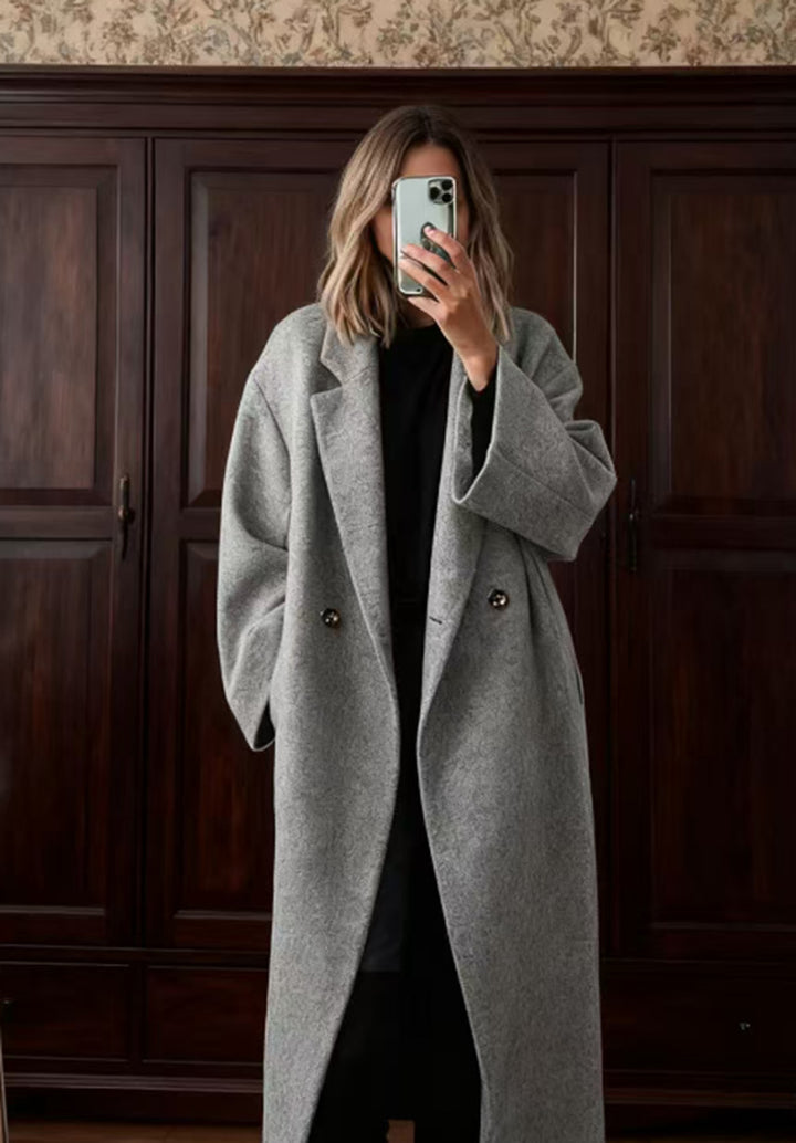 Damen Oversized Wollmantel mit klassischem Revers Drune