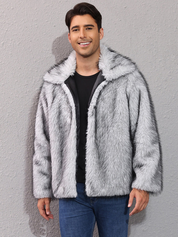 Herren Luxuriöse Kunstpelzjacke mit breitem Revers Drune