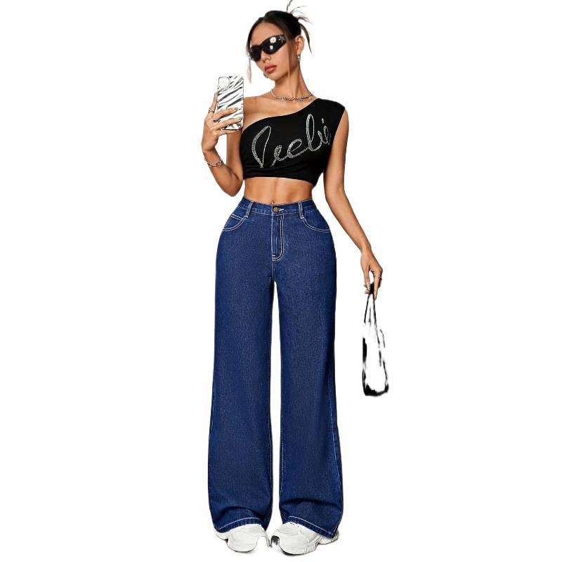 Damen Weite Denim-Hose mit hohem Bund und lässigem Schnitt Drune