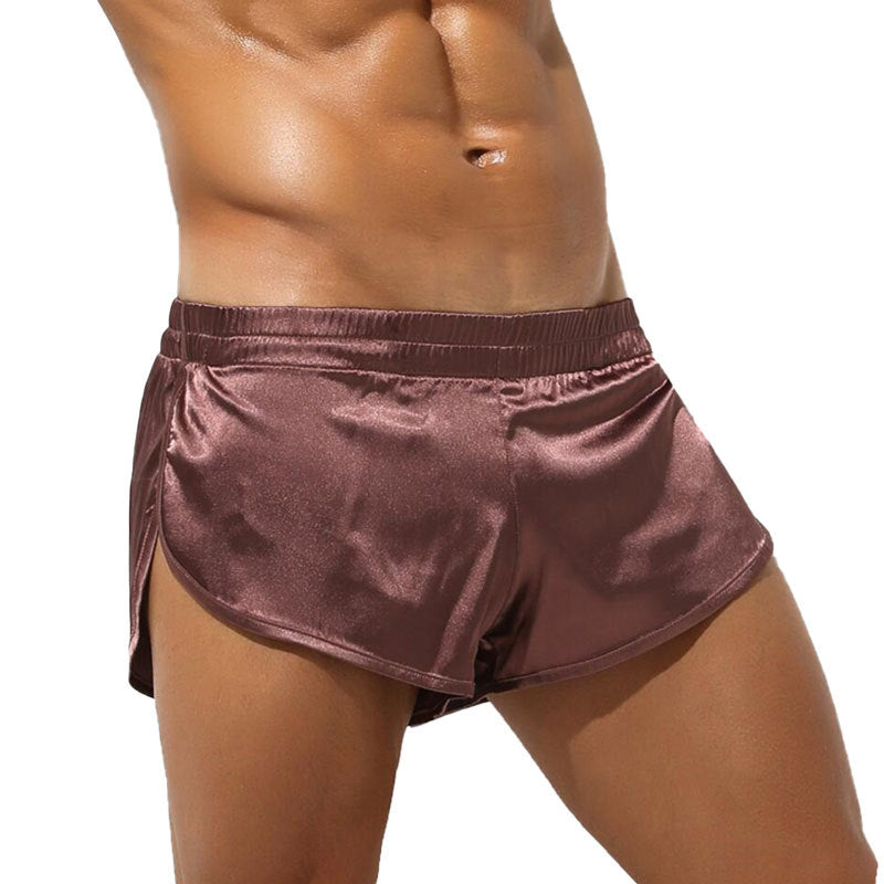 Herren nan kurze Satin-Schlafshorts mit elastischem Bund und seitlichem Schlitz Drune