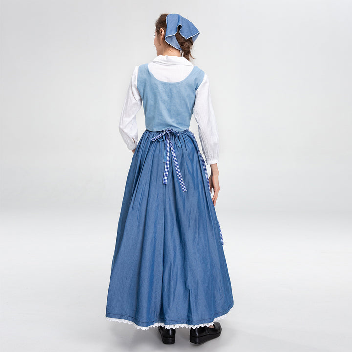 Damen nan ländliches Trachtenkleid mit Latzmieder und mehrlagiger Schürze Drune