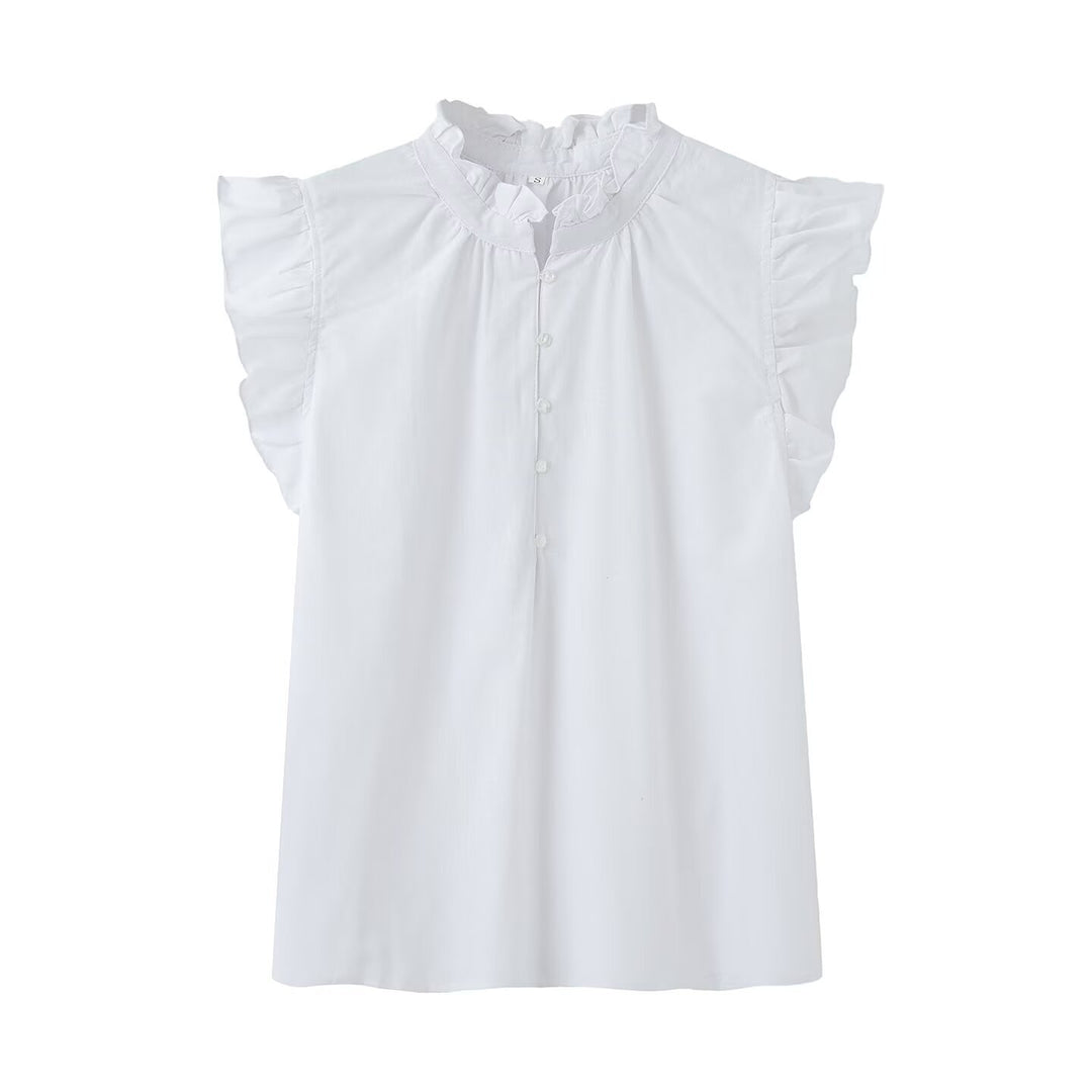 Damenbluse mit Rüschen und Knopfleiste Drune