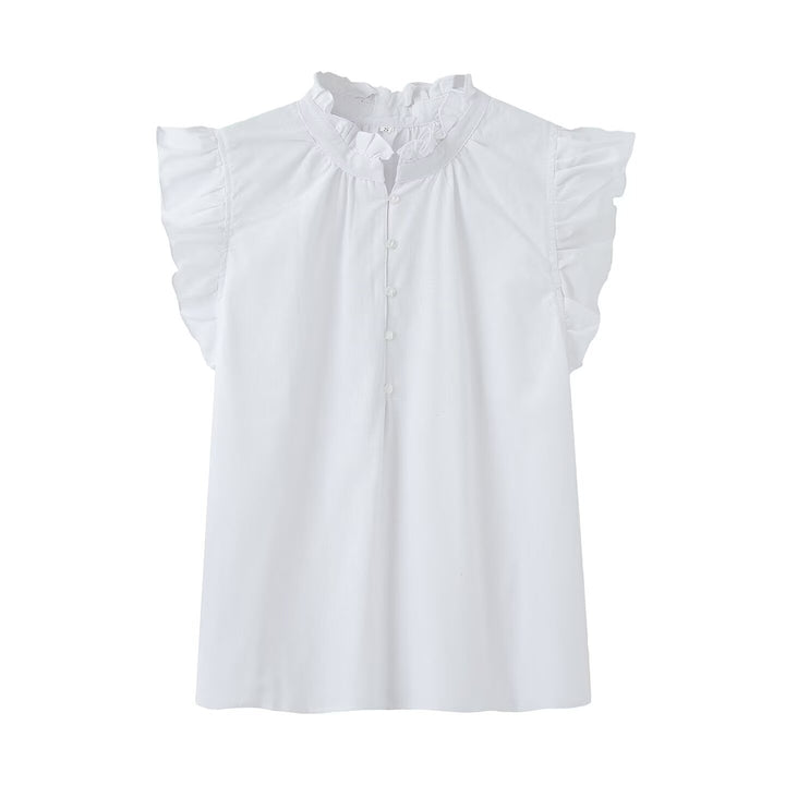Damenbluse mit Rüschen und Knopfleiste Drune