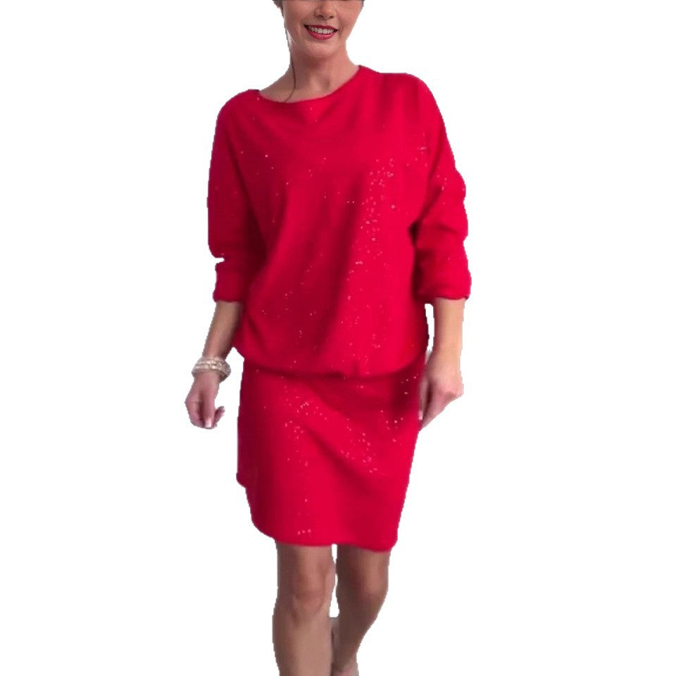 Damen lässiges Oversized Kleid mit schimmernden Akzenten Drune