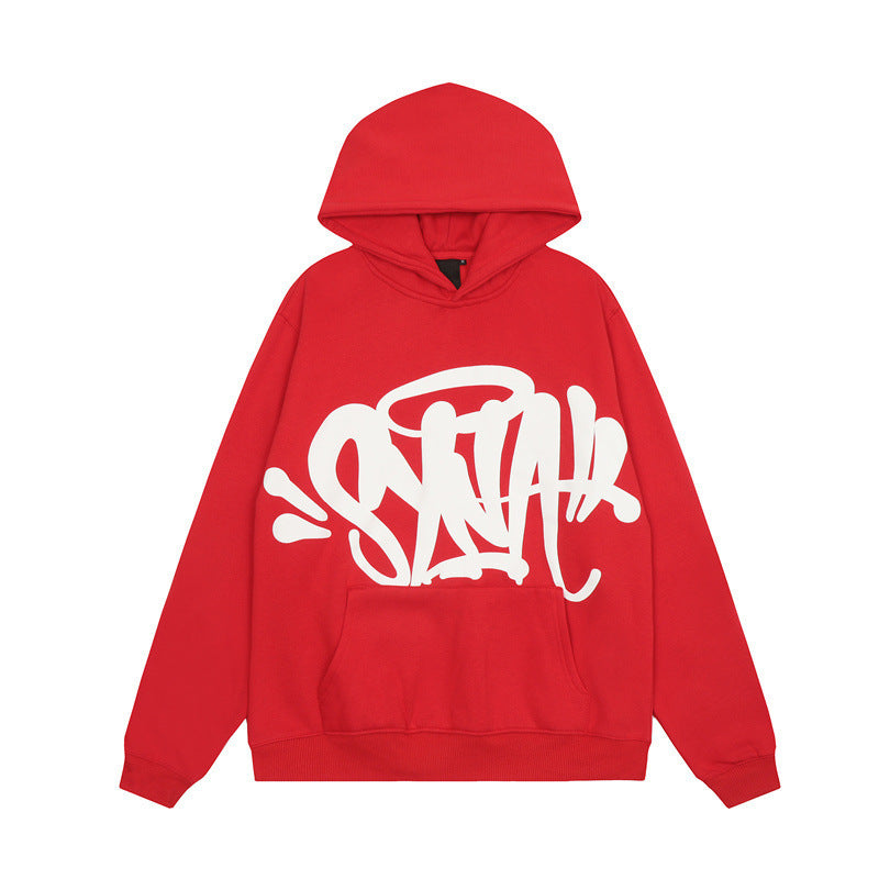 Damen Kapuzenpullover mit kreativem Graffiti-Design und praktischen Kängurutaschen Drune