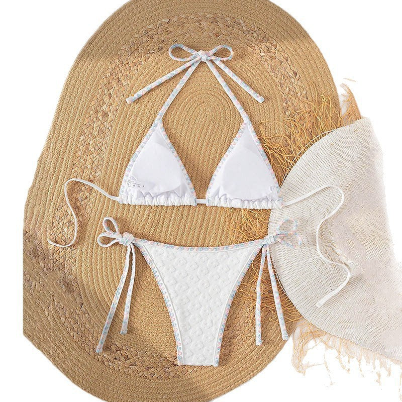 Damen Triangel-Bikini-Set mit verspielten Bindebändern Drune