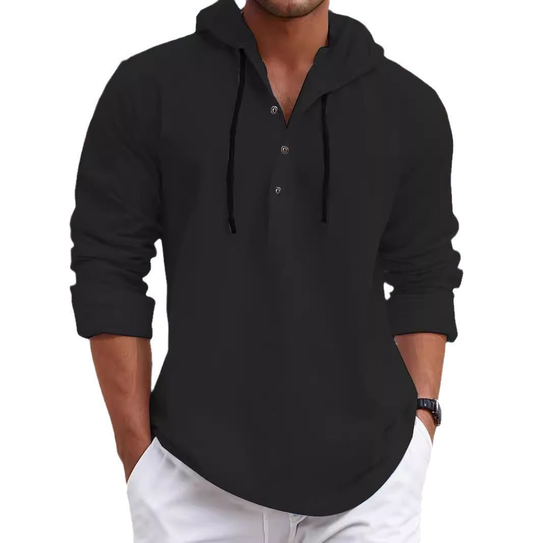 Herren Kapuzenpullover mit modischem Knopfdruck und lässigem Schnitt Drune