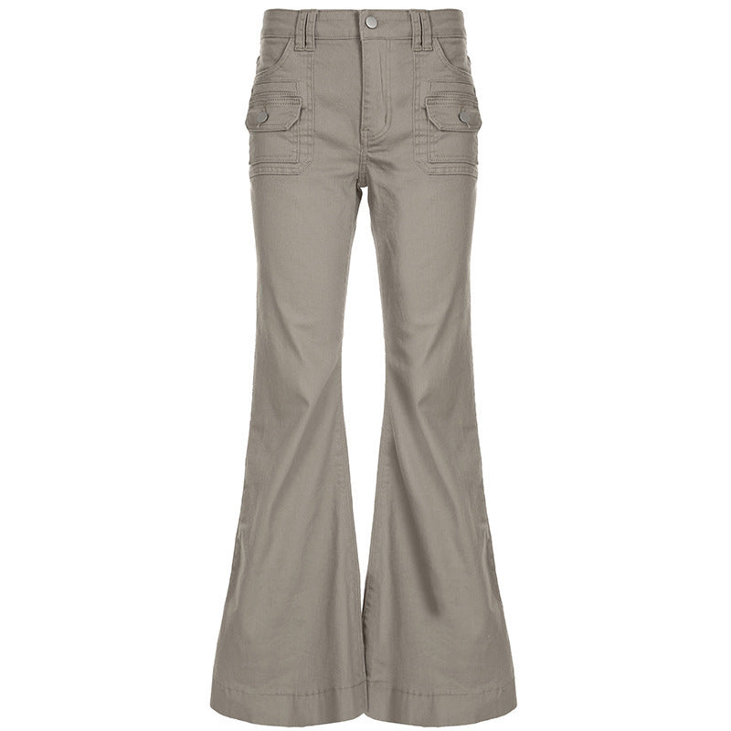 Damen Flared Cargo-Hose mit modischem Schnitt und praktischen Taschen Drune