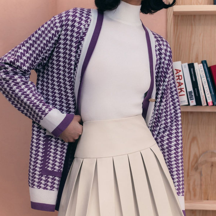 Damen Hüftlanger Strickcardigan mit Knopfverschluss und praktischen Taschen Drune