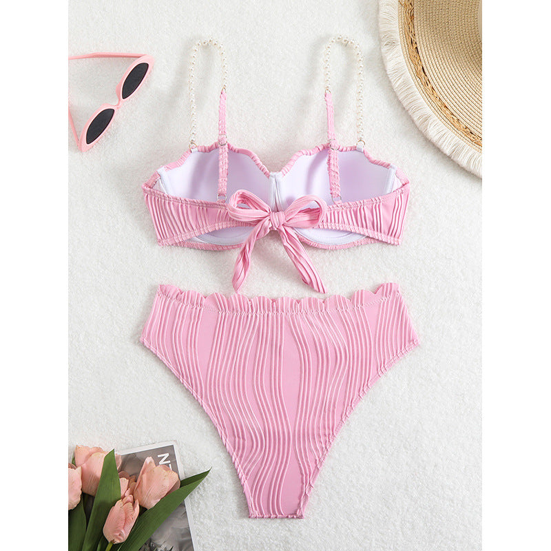 Damen Push-Up-Bikini mit Raffung und eleganten Trägern Drune