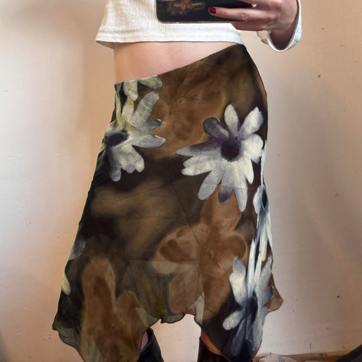 Damen Midi-Rock mit floralem Chiffon-Design Drune