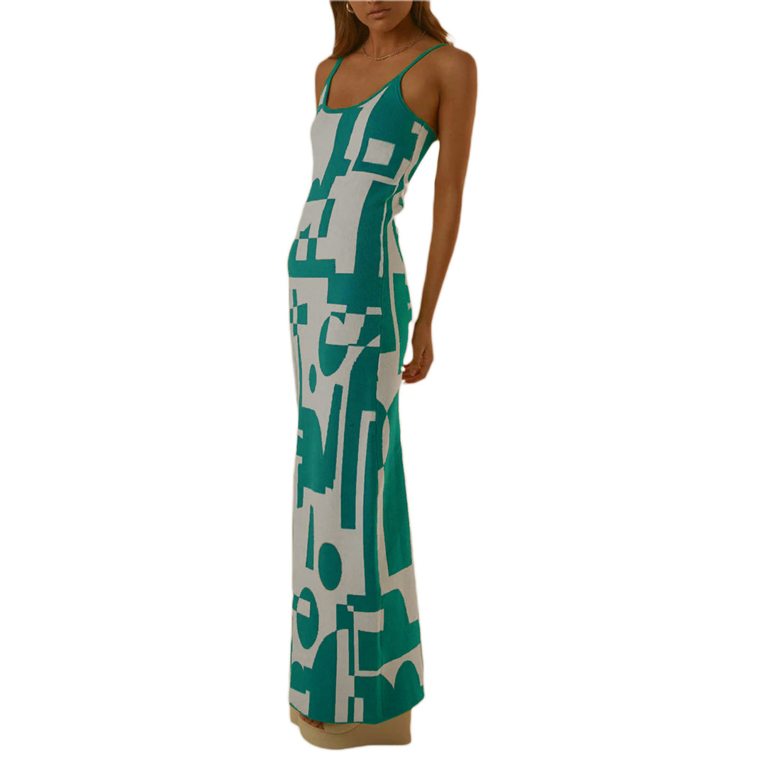 Damen Designer-Midi-Kleid mit stilvollem Grafikmuster Drune