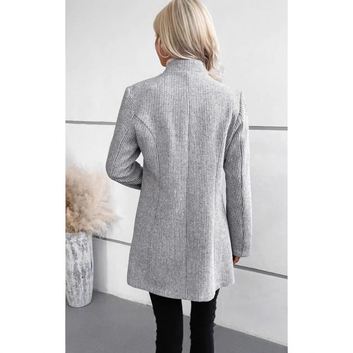 Damen eleganter Strickblazer mit Reverskragen und subtiler Rippstruktur Drune