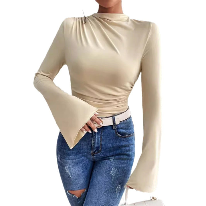 Damen Langarmshirt mit fließendem Schnitt und eleganten Trompetenärmeln Drune