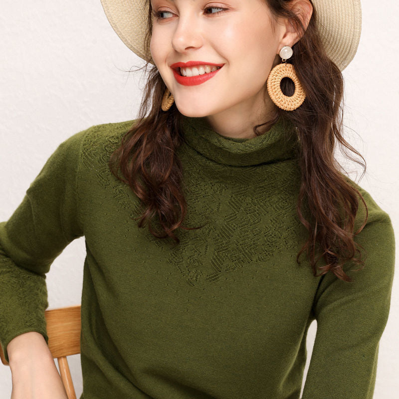 Damen Rollkragenpullover mit feinem Strukturmuster Drune