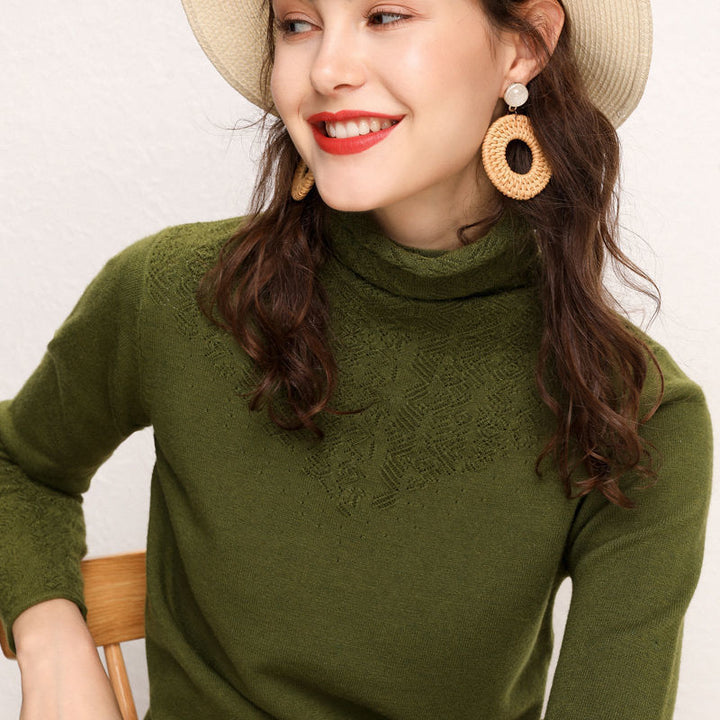 Damen Rollkragenpullover mit feinem Strukturmuster Drune